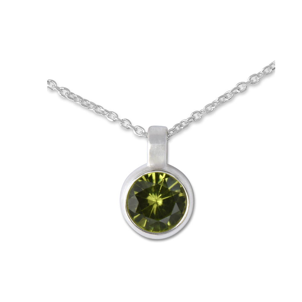 Edelstein-Anhänger Peridot an Silberkette