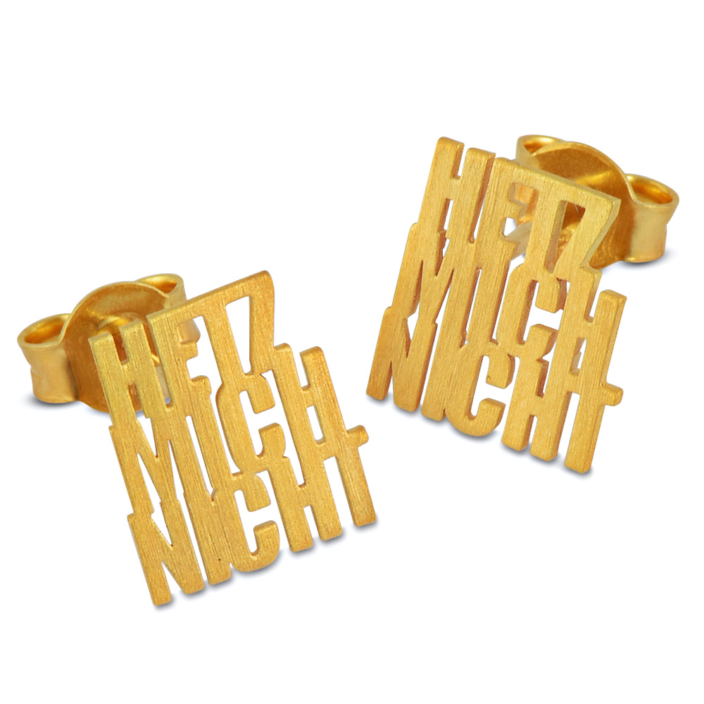 Hetz Mich Nicht, Ohrstecker 10x10 mm, goldplattiert