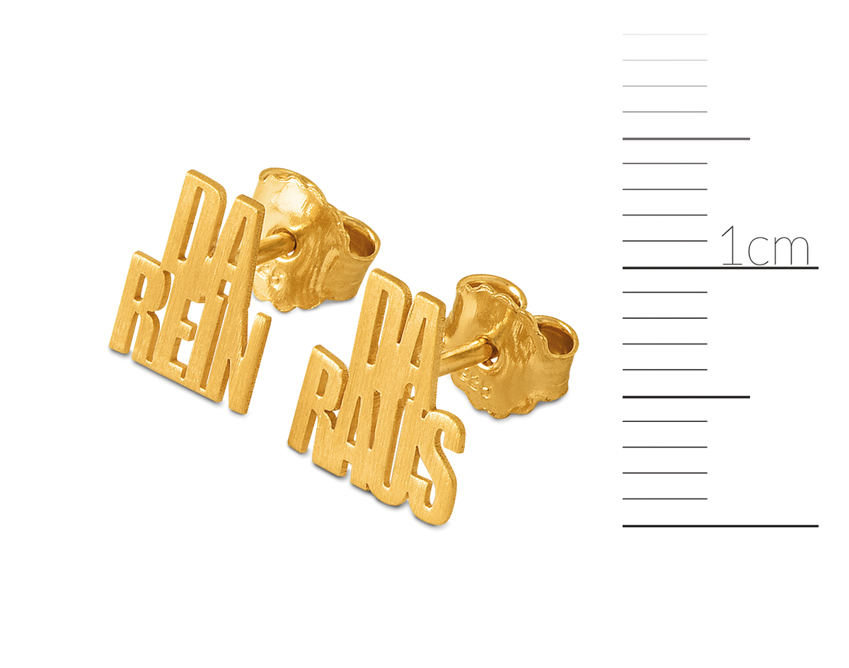 DA REIN DA RAUS, Ohrstecker 9x10 mm, goldplattiert